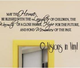 May this Home be Blessed Vinyl Wall Decal