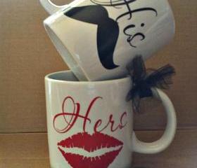 His and Hers Mustache Coffee Cups